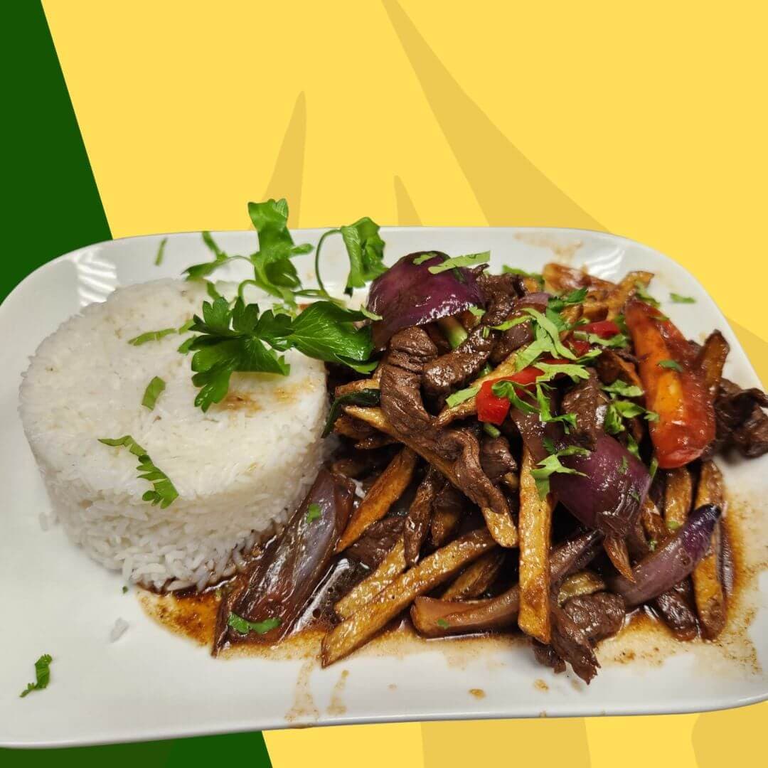 How we serve the Lomo Saltado Carne at our restaurant